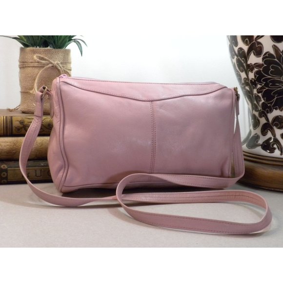 Vintage Almondo Originals Dusty Pink Leather Shoulder Handbag Purse - Picture 2 of 6